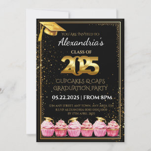 Invitation de graduation 2025 Cupcakes & Casquette