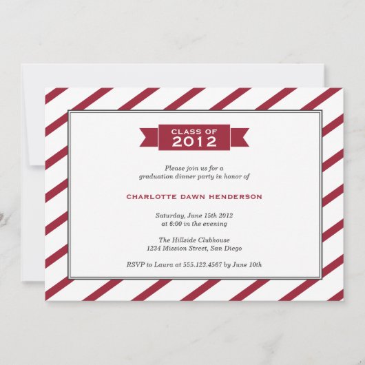 Invitation de graduation à bande rouge ruban moder (Devant)