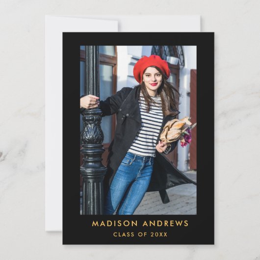 Invitation de graduation à rayures d'or violet - R (Dos)