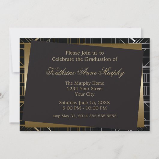 Invitation de graduation Art Déco Gatsby (Dos)