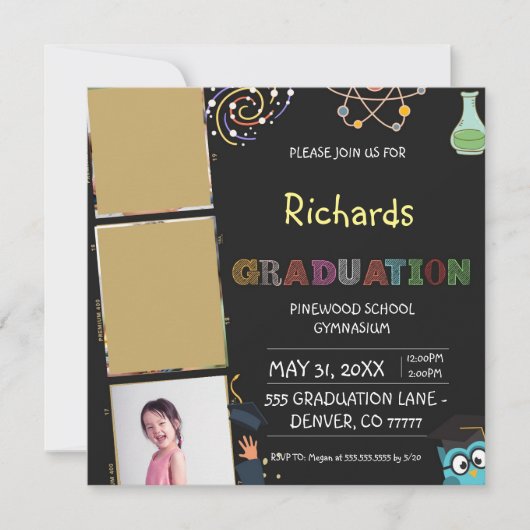 Invitation de graduation avant k noir (Devant)