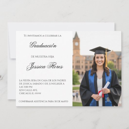 Invitation de graduation avec photo (Devant)