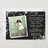 Invitation de graduation Black & Pearl Swirl (Devant)
