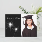 Invitation de graduation Black Photo Sparkler (Debout devant)