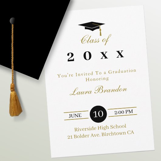 Invitation de graduation blanche classique