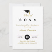 Invitation de graduation blanche classique (Devant)