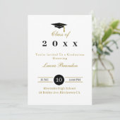 Invitation de graduation blanche classique (Debout devant)