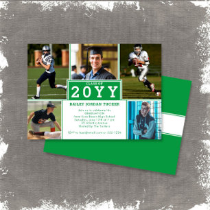 Invitation de graduation blanche verte 5 photos