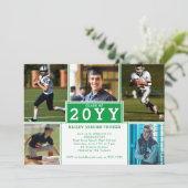 Invitation de graduation blanche verte 5 photos (Debout devant)