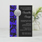 Invitation de graduation Blue, Black et Silver LOO (Debout devant)