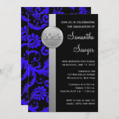 Invitation de graduation Blue, Black et Silver LOO (Devant / Derrière)