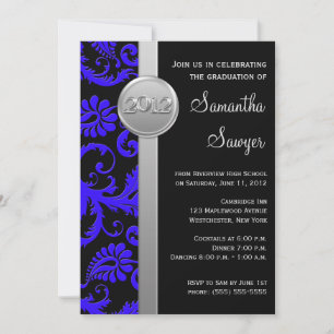 Invitation de graduation Blue, Black et Silver LOO
