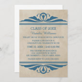 Invitation de graduation Blue Elegant Deco (Devant / Derrière)