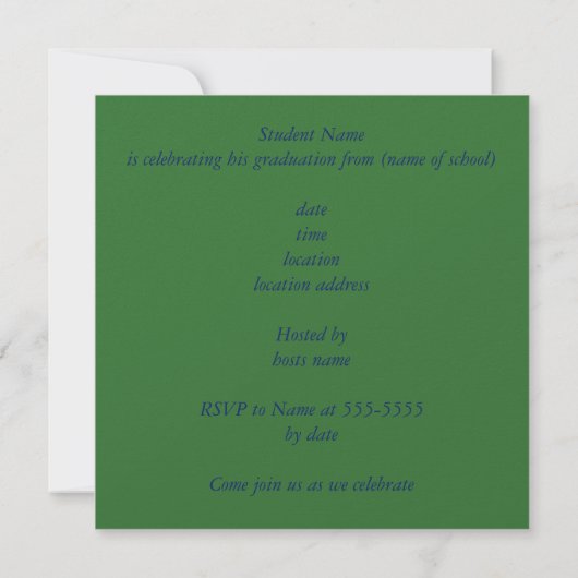 Invitation de graduation Blue Green Wave (Dos)