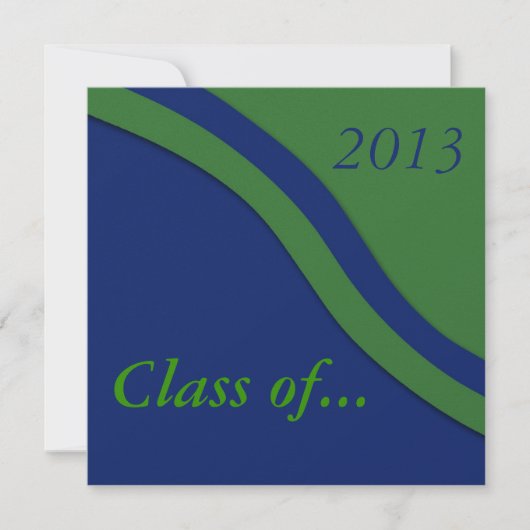 Invitation de graduation Blue Green Wave (Devant)
