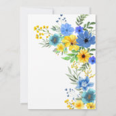 Invitation de graduation Boho Jaune & Bleu Floral (Dos)