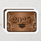 Invitation de graduation Brown et blanche (Devant / Derrière)