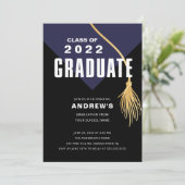Invitation de Graduation Casquette Gras Moderne (Debout devant)