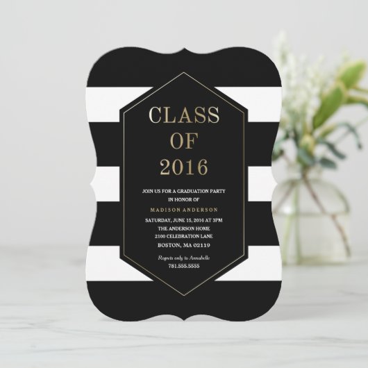 Invitation de graduation Chic Stripes (Debout devant)