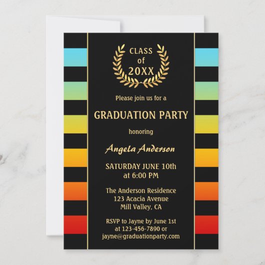 Invitation de graduation colorée Festive (Devant)