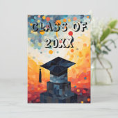 Invitation de graduation colorée personnalisée (Debout devant)