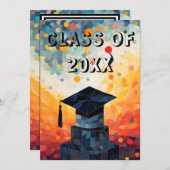 Invitation de graduation colorée personnalisée (Devant / Derrière)