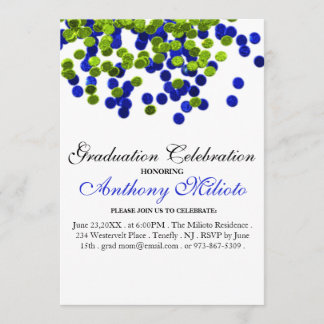 Invitation de graduation Confetti en métal vert et