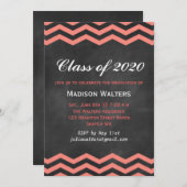 Invitation de graduation Coral & Chalkboard (Devant / Derrière)