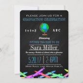 Invitation de graduation Crayon & Globe (Devant)
