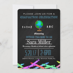 Invitation de graduation Crayon & Globe
