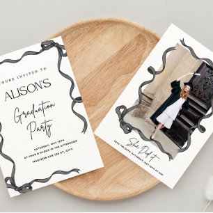Invitation de graduation Crochet Black Bow