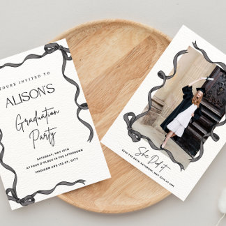 Invitation de graduation Crochet Black Bow