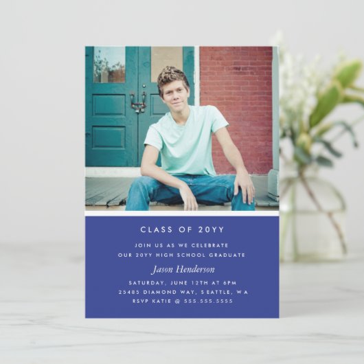 Invitation de graduation de bloc de couleur (Debout devant)