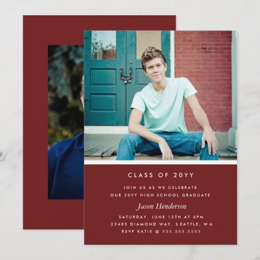 Invitation de graduation de bloc de couleur (Devant / Derrière)