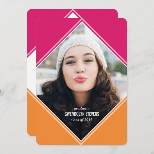 Invitation de graduation de bloc de couleur géomét (Devant / Derrière)