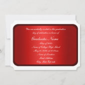 Invitation de graduation de cadre rouge et blanc (Dos)