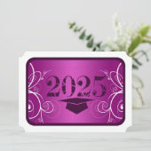 Invitation de graduation de cadre violet et blanc (Debout devant)