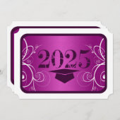 Invitation de graduation de cadre violet et blanc (Devant / Derrière)