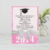Invitation de graduation de camouflage rose ruban (Debout devant)