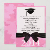 Invitation de graduation de camouflage rose ruban (Devant / Derrière)