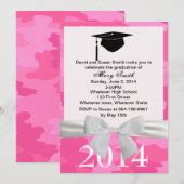 Invitation de graduation de camouflage rose ruban  (Devant / Derrière)