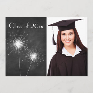 Invitation de graduation de Chalkboard Photo Spark