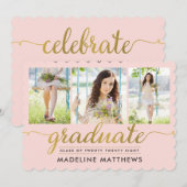 Invitation de graduation de couleur modifiable de  (Devant / Derrière)