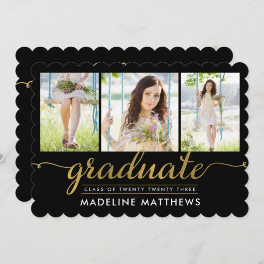 Invitation de graduation de couleur modifiable de  (Devant / Derrière)