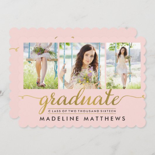 Invitation de graduation de couleur modifiable de (Devant / Derrière)