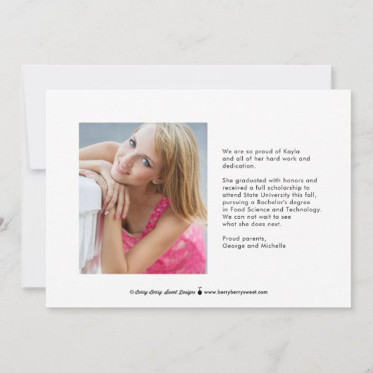 Invitation de graduation de couleur modifiable de (Dos)