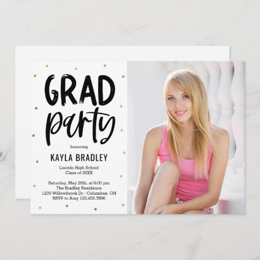 Invitation de graduation de couleur modifiable de  (Devant / Derrière)