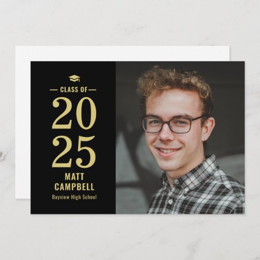 Invitation de Graduation de couleur modifiable de  (Devant / Derrière)