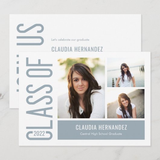 Invitation de graduation de couleur modifiable par (Devant / Derrière)