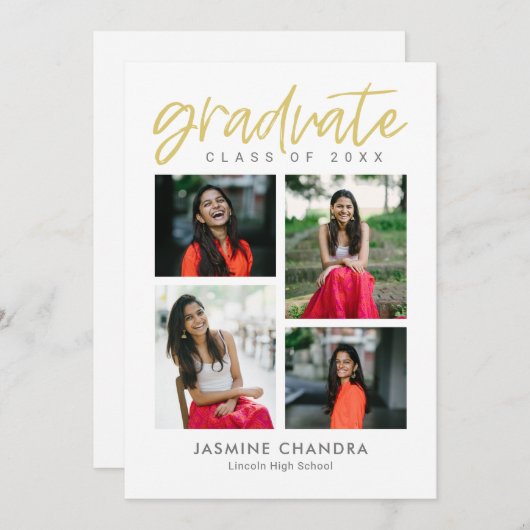 Invitation de graduation de couleur modifiable par (Devant / Derrière)